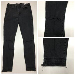 FRAME Denim Malloy Dark Gray Wash Le High Rise Waist Skinny Distressed Jeans